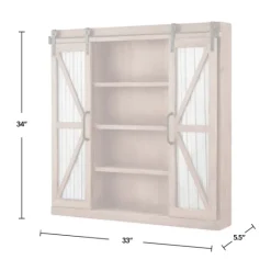 Kirkland's Home Rustic Walnut Sliding Metal Door Cabinet- Cabinets & Sideboards