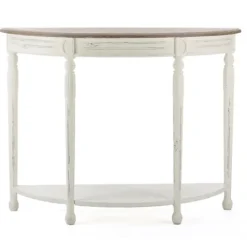 Kirkland's Home Rustic White Half Moon Console Table- Console Tables
