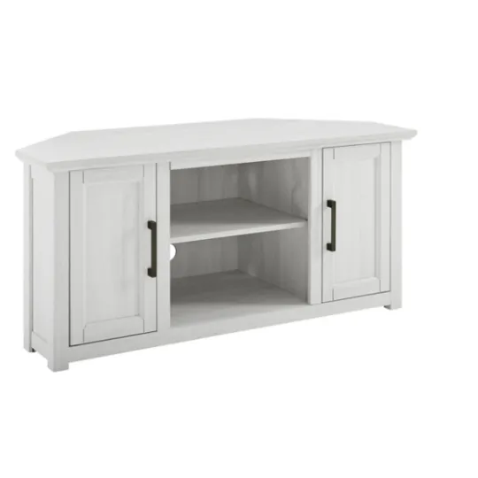Kirkland's Home Rustic White Katy-Corner Tv Stand- Tv Stands & Media Consoles
