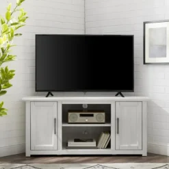 Kirkland's Home Rustic White Katy-Corner Tv Stand- Tv Stands & Media Consoles