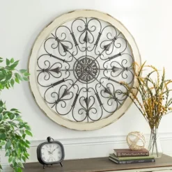 Kirkland's Home Rustic White Radial Scrollwork Wall Art- Wall Plaques