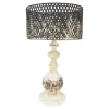 Kirkland's Home Rustic White Table Lamp With Woven Metal Shade- Table Lamps