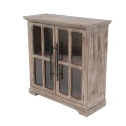 Kirkland's Home Rustic Wood And Glass 2-Door Cabinet- Cabinets & Sideboards