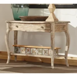 Kirkland's Home Rustic Wood Curved Console Table- Console Tables