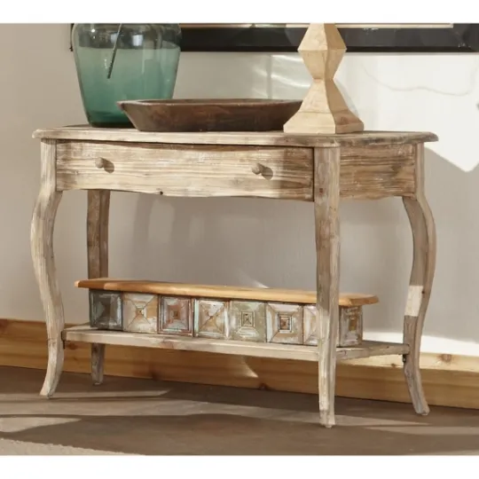 Kirkland's Home Rustic Wood Curved Console Table- Console Tables