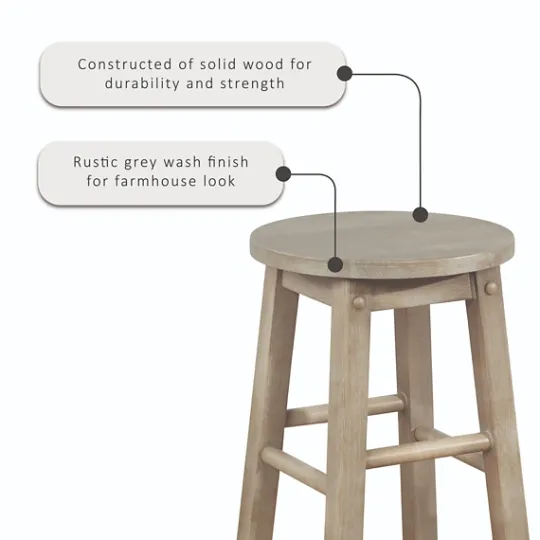 Kirkland's Home Rustic Wood Pub Classic Backless Bar Stool- Bar Stools & Counter Height Stools