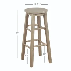 Kirkland's Home Rustic Wood Pub Classic Backless Bar Stool- Bar Stools & Counter Height Stools