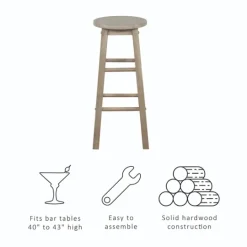 Kirkland's Home Rustic Wood Pub Classic Backless Bar Stool- Bar Stools & Counter Height Stools