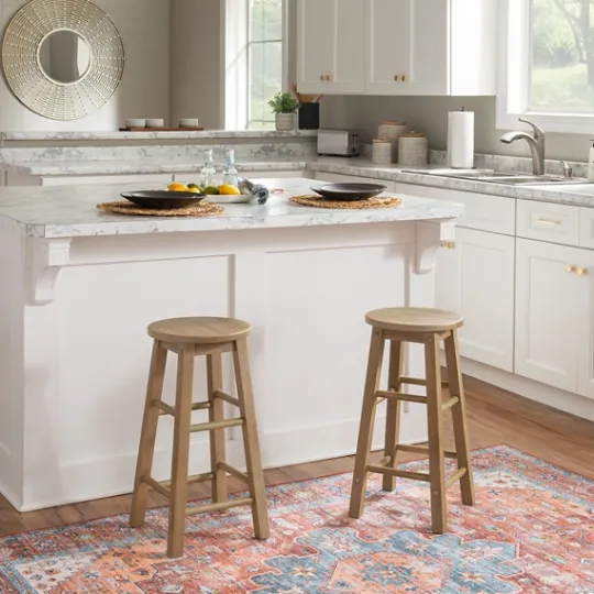 Kirkland's Home Rustic Wood Pub Classic Backless Counter Stool- Bar Stools & Counter Height Stools