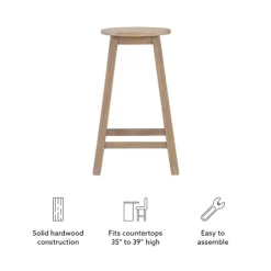 Kirkland's Home Rustic Wood Pub Classic Backless Counter Stool- Bar Stools & Counter Height Stools