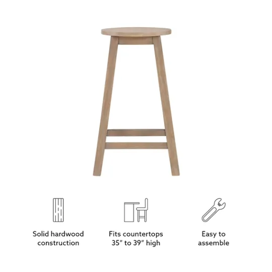 Kirkland's Home Rustic Wood Pub Classic Backless Counter Stool- Bar Stools & Counter Height Stools
