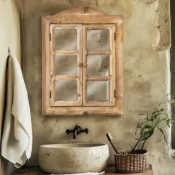 Kirkland's Home Rustic Wooden Dual Window Shutter Wall Mirror- Decorative Mirrors