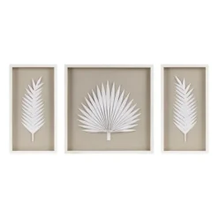 Kirkland's Home Sabal Rice Paper Palm Shadowbox Plaques, Set Of 3- Wall Plaques