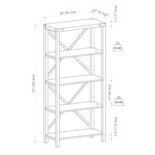 Kirkland's Home Sable Wood X-Frame Classic Bookcase- Bookshelves