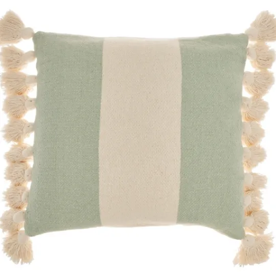 Kirkland's Home Sage And Ivory Striped Tassel Pillow- Pillows