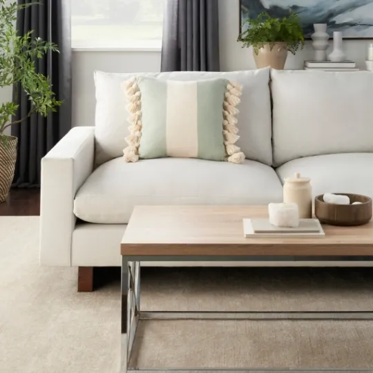 Kirkland's Home Sage And Ivory Striped Tassel Pillow- Pillows