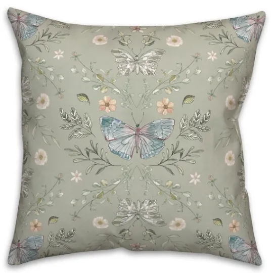 Kirkland's Home Sage Botanical Butterfly Throw Pillow- Pillows