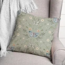Kirkland's Home Sage Botanical Butterfly Throw Pillow- Pillows