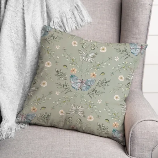Kirkland's Home Sage Botanical Butterfly Throw Pillow- Pillows