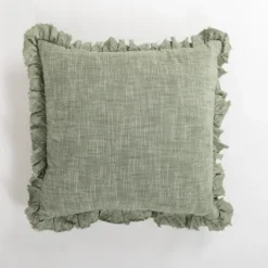 Kirkland's Home Sage Chambray Ruffle Edge Pillow- Pillows