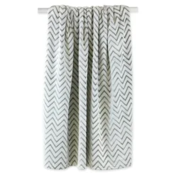 Kirkland's Home Sage Chevron Plush Throw- Blankets & Throws