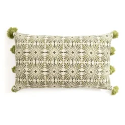 Kirkland's Home Sage Embroidered Beauty Tasseled Lumbar Pillow- Pillows