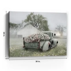 Kirkland's Home Sage Flower Truck Canvas Art Print, 30X24 In.- Canvas Art