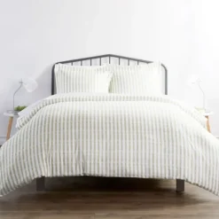 Kirkland's Home Sage Rugged Stripes Puffed King 3-Pc. Duvet Set- Duvets