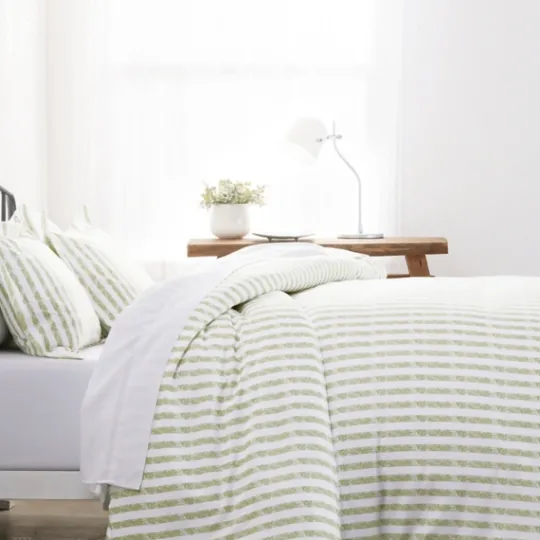 Kirkland's Home Sage Rugged Stripes Puffed King 3-Pc. Duvet Set- Duvets