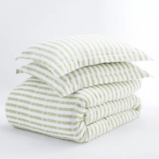 Kirkland's Home Sage Rugged Stripes Puffed King 3-Pc. Duvet Set- Duvets