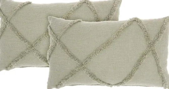 Kirkland's Home Sage Tufted Diamond Lumbar Pillows, Set Of 2- Pillows