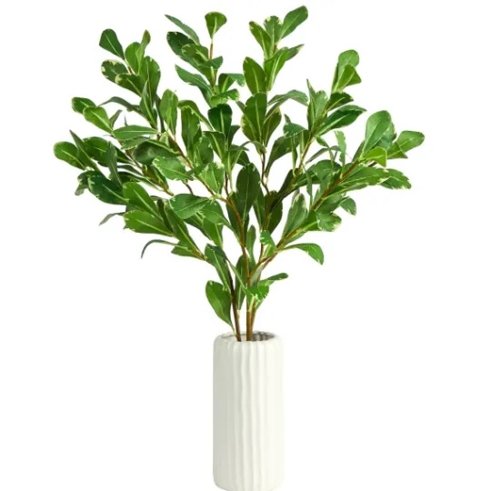 Kirkland's Home Salal Shrub In Oblong Ribbed Vase, 21 In.- Arrangements & Greenery