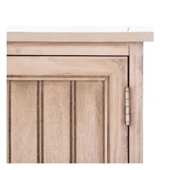 Kirkland's Home Sand Cabinet With Natural Woven Baskets- Cabinets & Sideboards