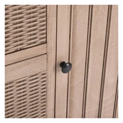 Kirkland's Home Sand Cabinet With Natural Woven Baskets- Cabinets & Sideboards