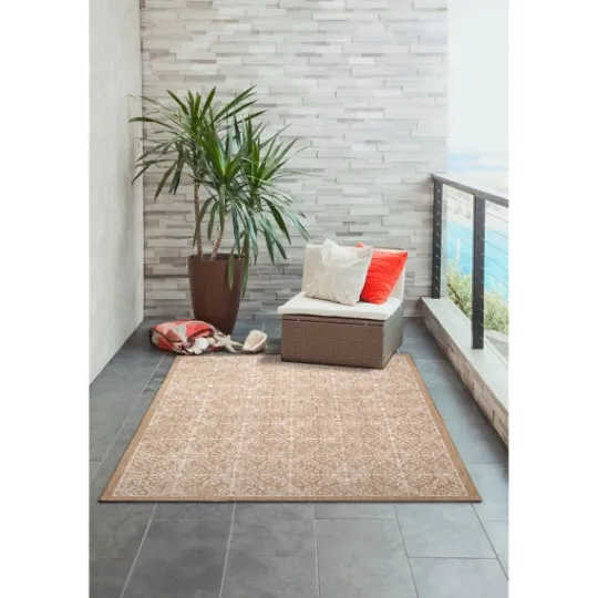 Kirkland's Home Sand Embellished Scroll Indoor/Outdoor Rug, 4X7- Outdoor Rugs
