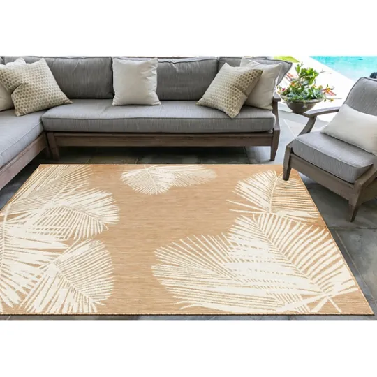 Kirkland's Home Sand Forest Leaf Indoor/Outdoor Area Rug, 4X7- Outdoor Rugs