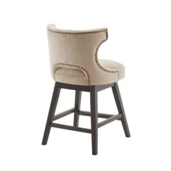 Kirkland's Home Sandy Beige Curve Back Swivel Counter Stool- Bar Stools & Counter Height Stools