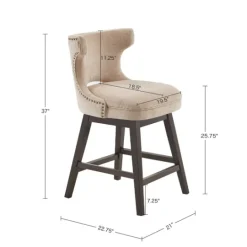 Kirkland's Home Sandy Beige Curve Back Swivel Counter Stool- Bar Stools & Counter Height Stools