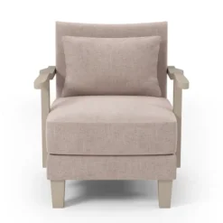 Kirkland's Home Sandy Beige Curved Arms Accent Chair- Accent Chairs