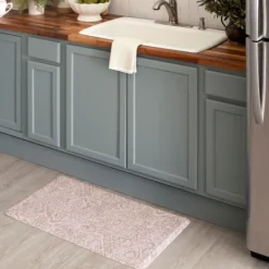 Kirkland's Home Sandy Beige Damask Nouveau Kitchen Mat- Kitchen & Floor Mats