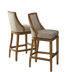 Kirkland's Home Sandy Beige Swivel 2-Pc. Square Bar Stool Set- Bar Stools & Counter Height Stools