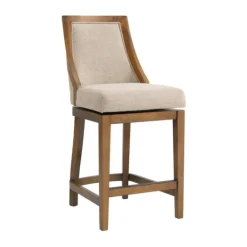 Kirkland's Home Sandy Beige Swivel Square Counter Stool- Bar Stools & Counter Height Stools