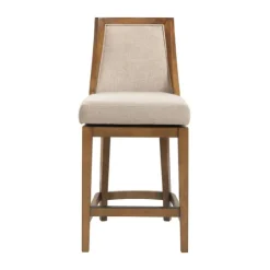 Kirkland's Home Sandy Beige Swivel Square Counter Stool- Bar Stools & Counter Height Stools