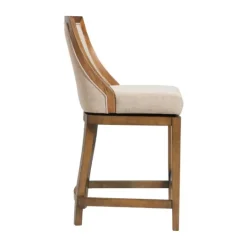 Kirkland's Home Sandy Beige Swivel Square Counter Stool- Bar Stools & Counter Height Stools