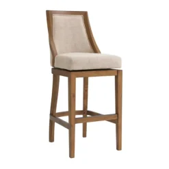 Kirkland's Home Sandy Beige Swivel Square Bar Stool- Bar Stools & Counter Height Stools