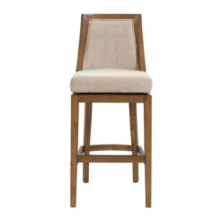 Kirkland's Home Sandy Beige Swivel Square Bar Stool- Bar Stools & Counter Height Stools