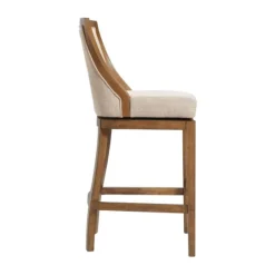 Kirkland's Home Sandy Beige Swivel Square Bar Stool- Bar Stools & Counter Height Stools