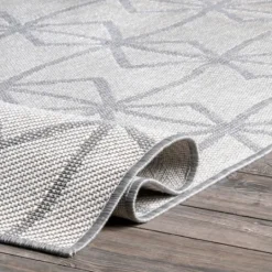 Kirkland's Home Sanford Light Gray Geometric Outdoor Rug, 8X10- Outdoor Rugs
