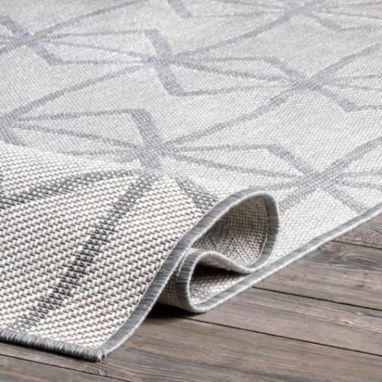 Kirkland's Home Sanford Light Gray Geometric Outdoor Rug, 8X10- Outdoor Rugs