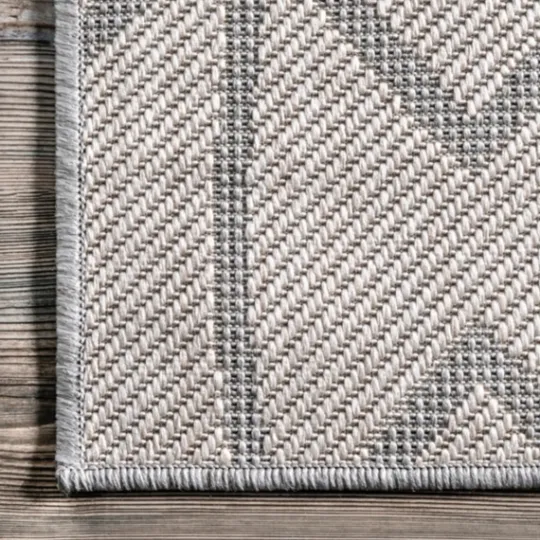 Kirkland's Home Sanford Light Gray Geometric Outdoor Rug, 8X10- Outdoor Rugs